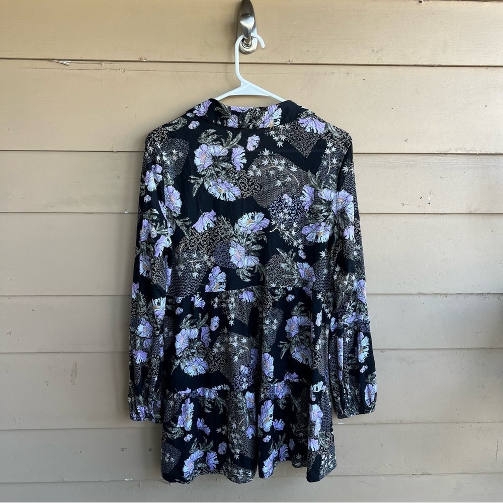 Style & Co. Floral Boho Tunic Top Size M Modest Casual Hippie - Picture 5 of 5